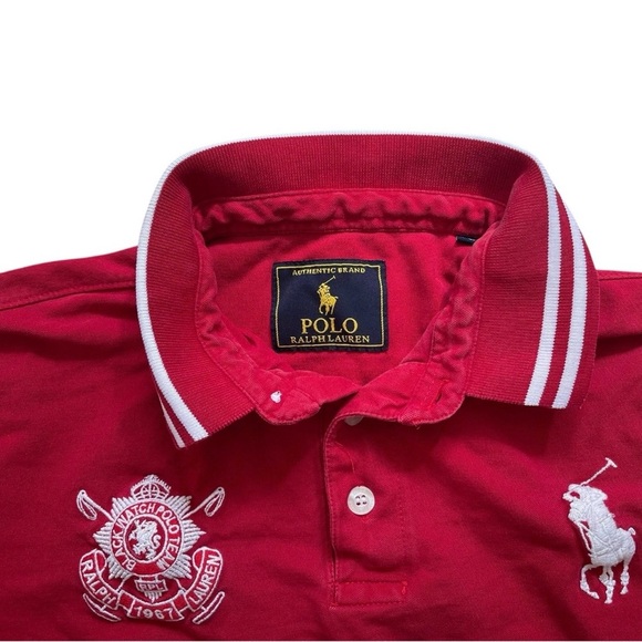Polo Ralph Lauren Shirt Mens Large Shirt Red Blackwatch Big Pony - Discoloured - Picture 5 of 14